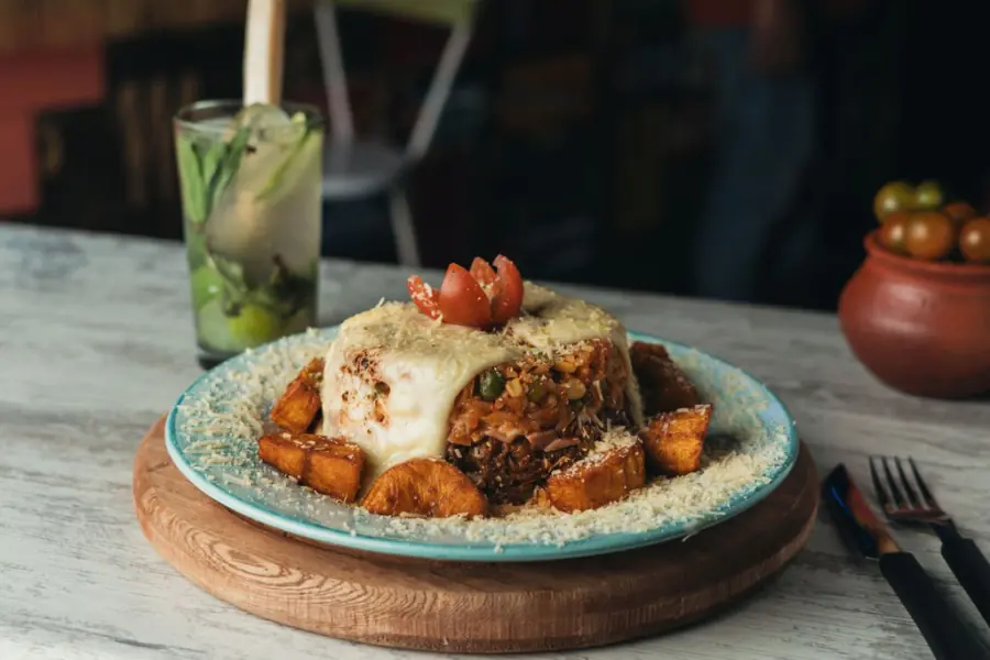 Arroz imperial gratinado con maduros